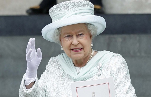 Britain's Queen Elizabeth II waves as sh